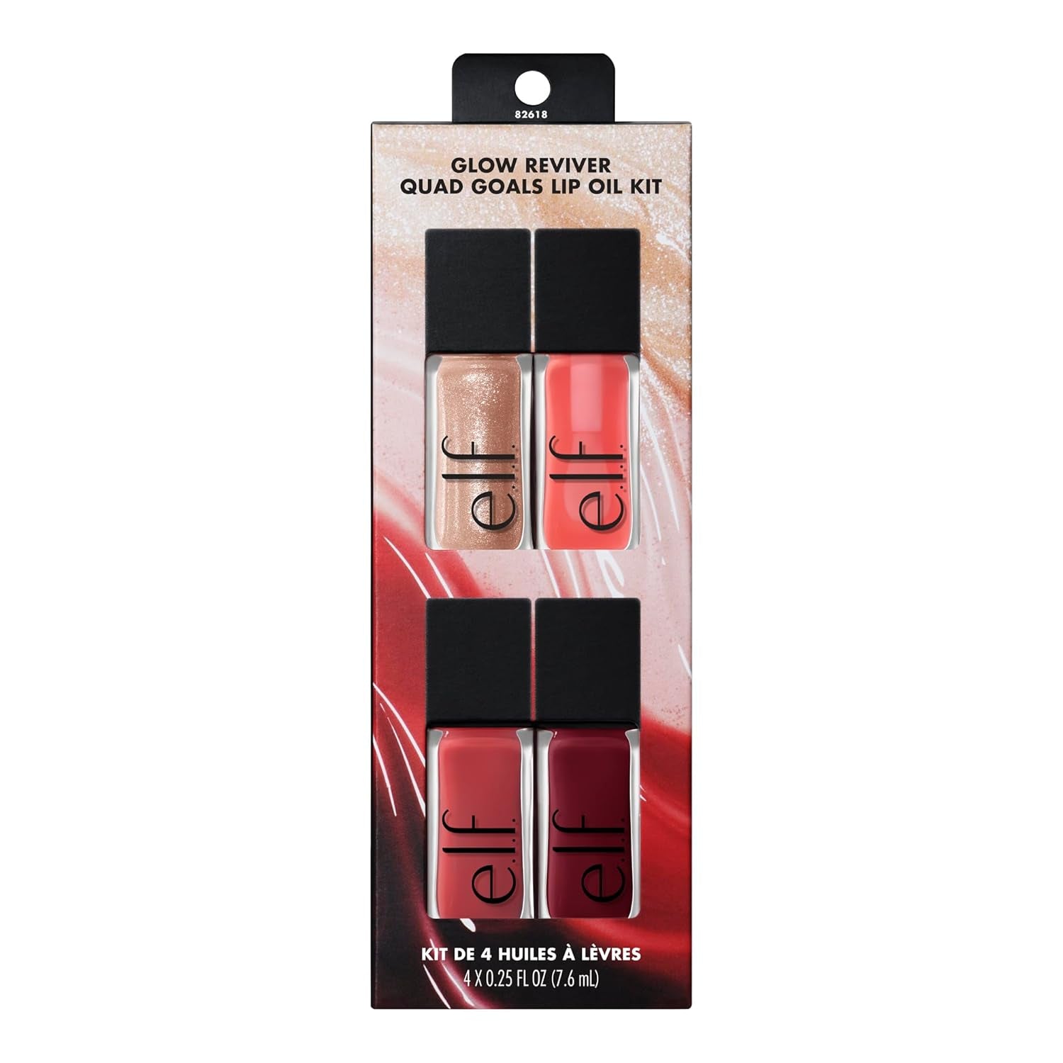 Illuminate Your Smile with the Glow Reviver Quad Goals Lip Oil Kit - 4 Irresistible Shades for Hydrated, Glossy Lips