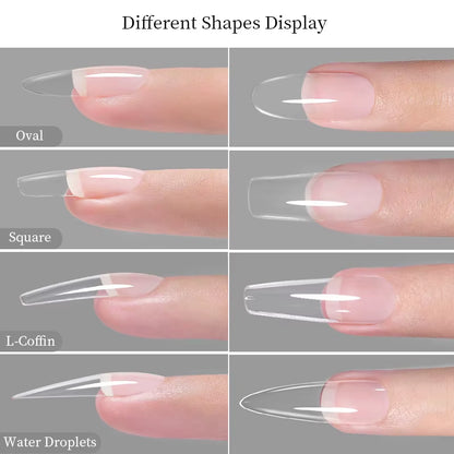 Press on Nail Art False Nails Fake Nails Coffin Gel Nails Extension System Full Cover Short Nail Soft Gel Tips Accessories Tool