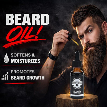 Ultimate Beard Grooming Kit: Brush, Comb, Oil & Balm for Stylish Growth and Softness - Perfect Gifts for Men!
