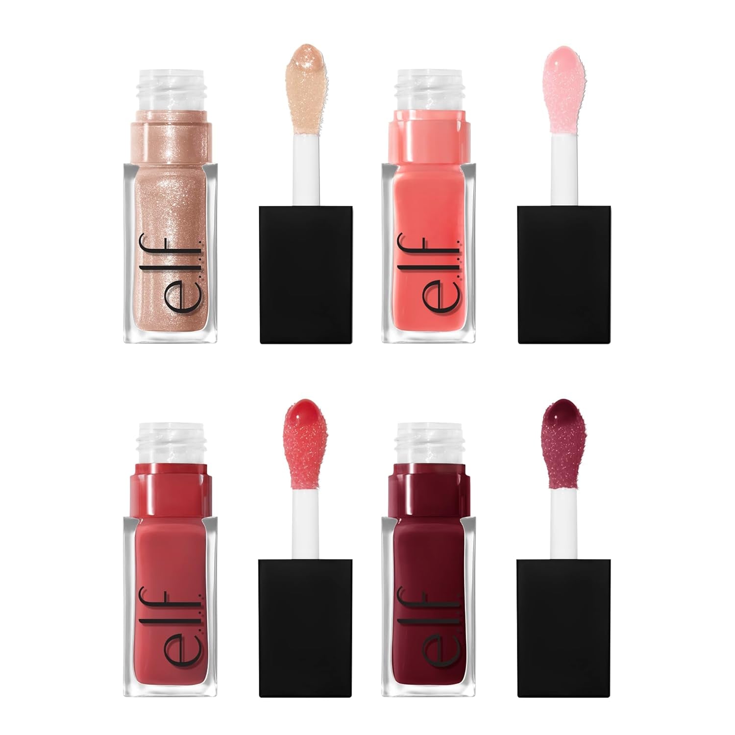 Illuminate Your Smile with the Glow Reviver Quad Goals Lip Oil Kit - 4 Irresistible Shades for Hydrated, Glossy Lips