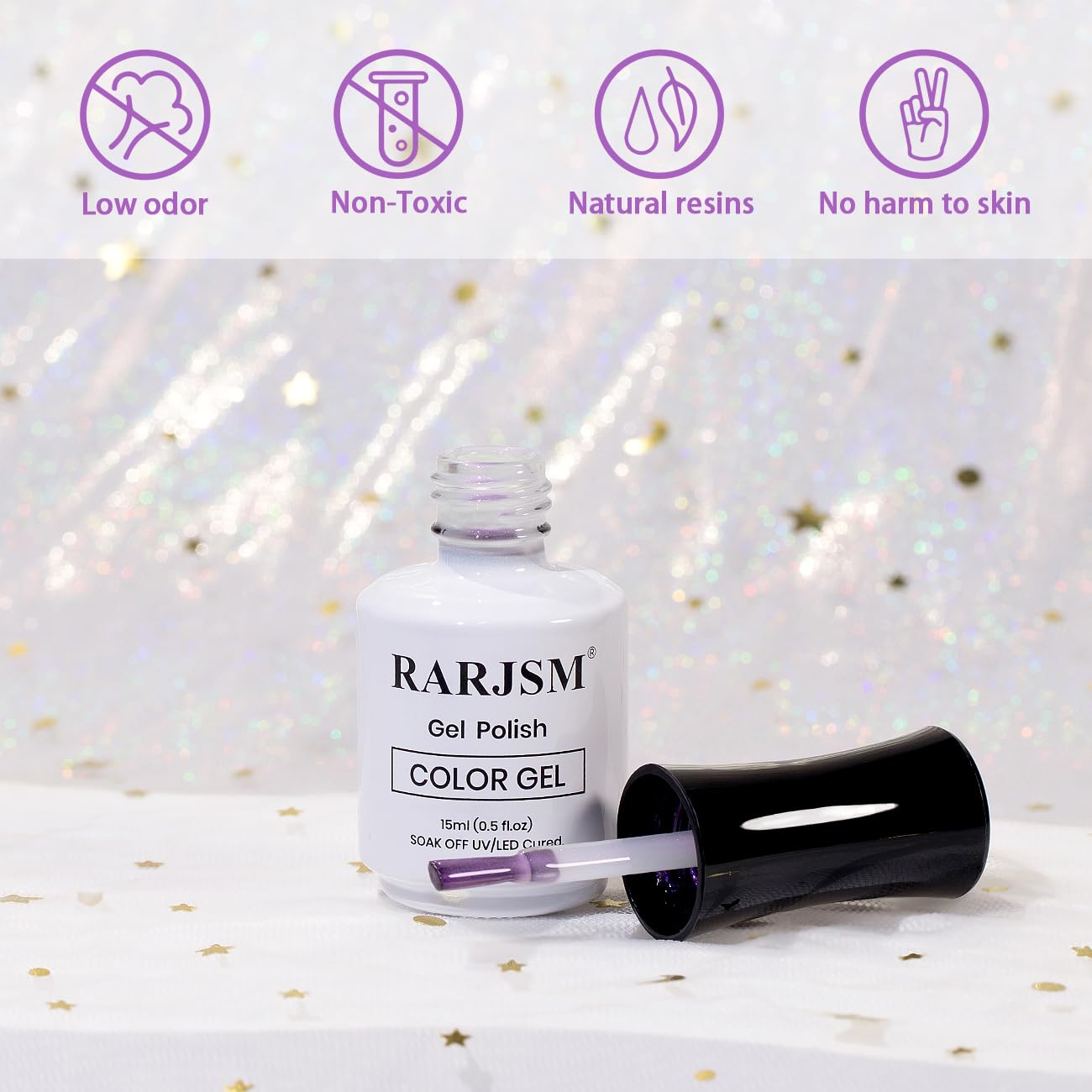 Transform Your Nails with RARJSM Pearl Gel Nail Polish - Iridescent Purple Glitter for Stunning Mermaid Manicures