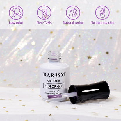 Transform Your Nails with RARJSM Pearl Gel Nail Polish - Iridescent Purple Glitter for Stunning Mermaid Manicures
