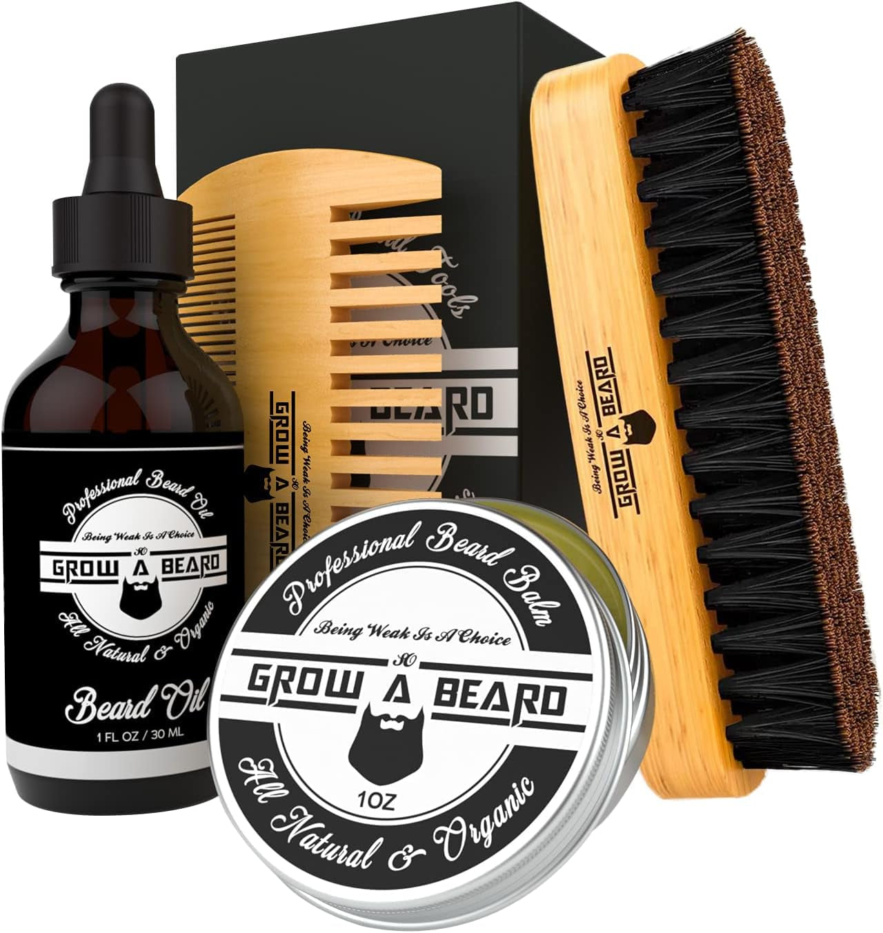 Ultimate Beard Grooming Kit: Brush, Comb, Oil & Balm for Stylish Growth and Softness - Perfect Gifts for Men!