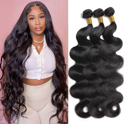 Luxurious Body Wave Bundles - 100% Unprocessed Brazilian Human Hair (18, 20, 22 Inch) - Full, Thick, and Soft for Stunning Styles