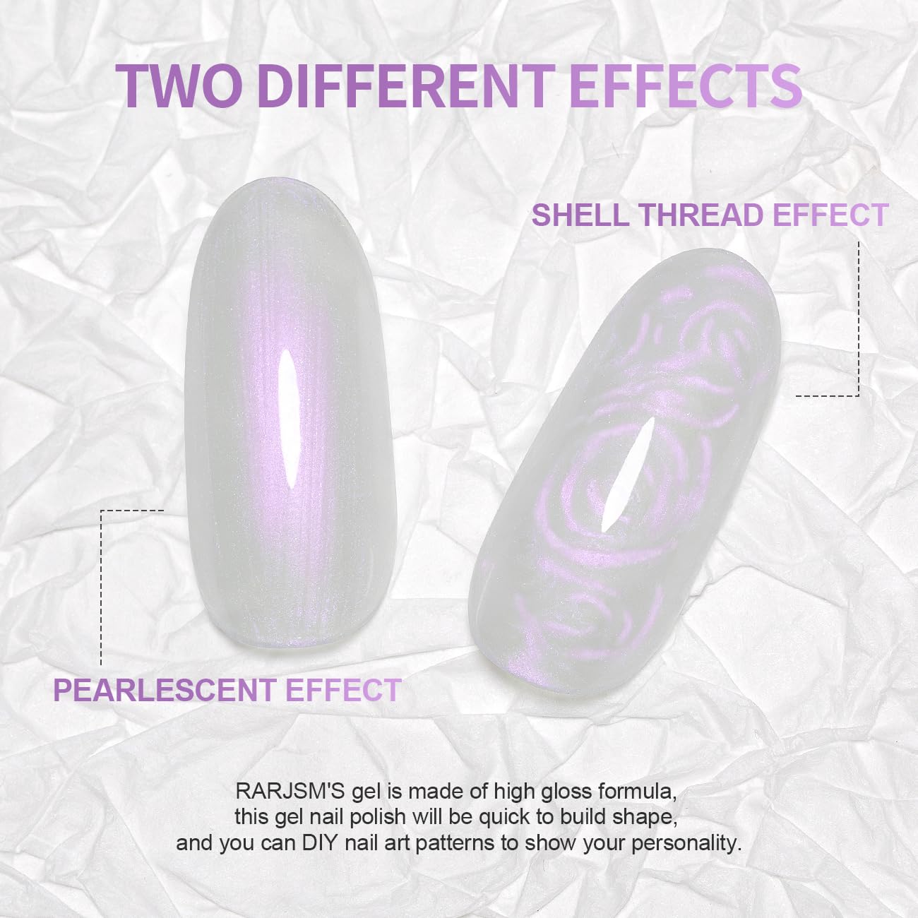 Transform Your Nails with RARJSM Pearl Gel Nail Polish - Iridescent Purple Glitter for Stunning Mermaid Manicures