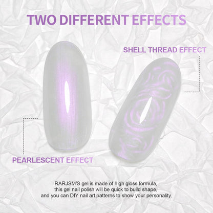 Transform Your Nails with RARJSM Pearl Gel Nail Polish - Iridescent Purple Glitter for Stunning Mermaid Manicures