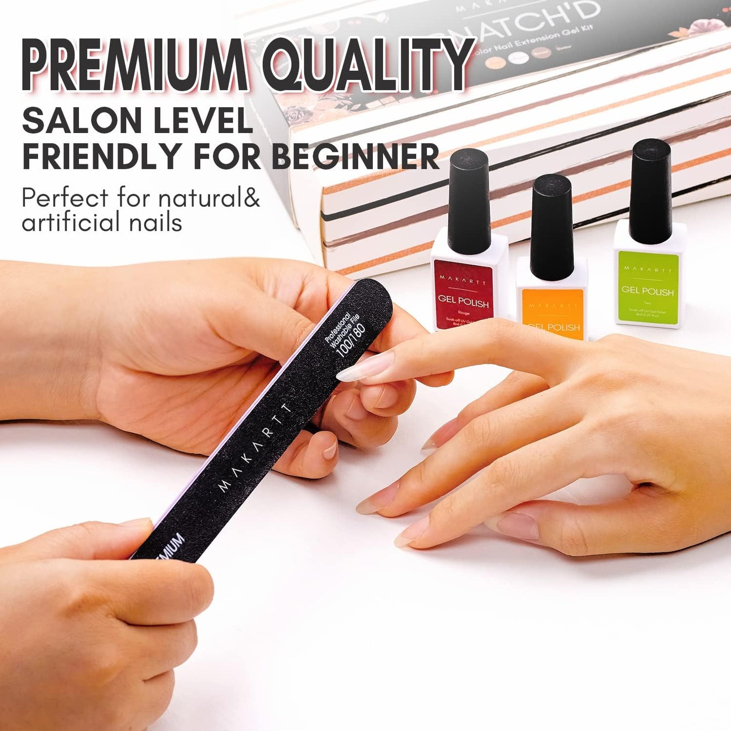 Professional Quality Nail Files - 10 Pack of 100/180 Grit Double-Sided Black Files for Perfect Nail Art and Care