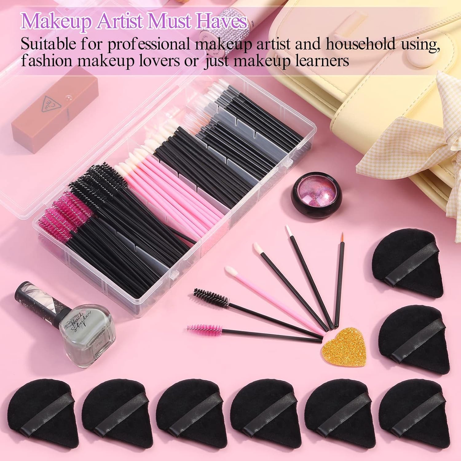 Ultimate 248-Piece Disposable Makeup Applicator Kit with Triangle Puffs, Mascara Wands, and Lip/Eyeliner Brushes – Perfect for Makeup Artists and Daily Use!