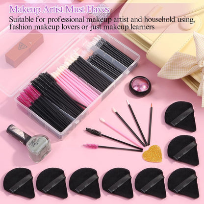 Ultimate 248-Piece Disposable Makeup Applicator Kit with Triangle Puffs, Mascara Wands, and Lip/Eyeliner Brushes – Perfect for Makeup Artists and Daily Use!