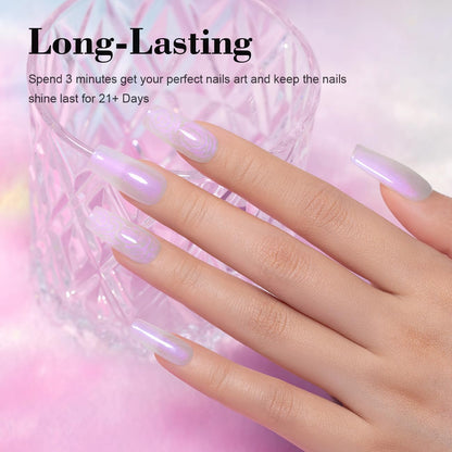 Transform Your Nails with RARJSM Pearl Gel Nail Polish - Iridescent Purple Glitter for Stunning Mermaid Manicures