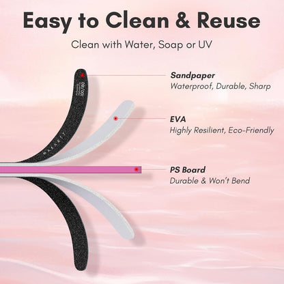 Professional Quality Nail Files - 10 Pack of 100/180 Grit Double-Sided Black Files for Perfect Nail Art and Care