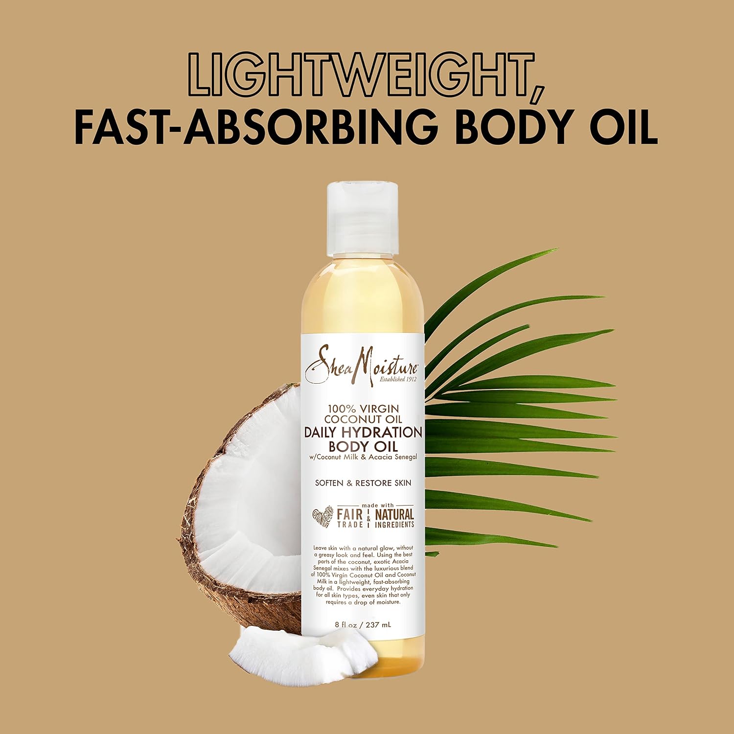 Experience Luxurious Hydration with SheaMoisture Virgin Coconut Oil Daily Body Oil - Paraben Free 8 Oz for Soft, Glowing Skin