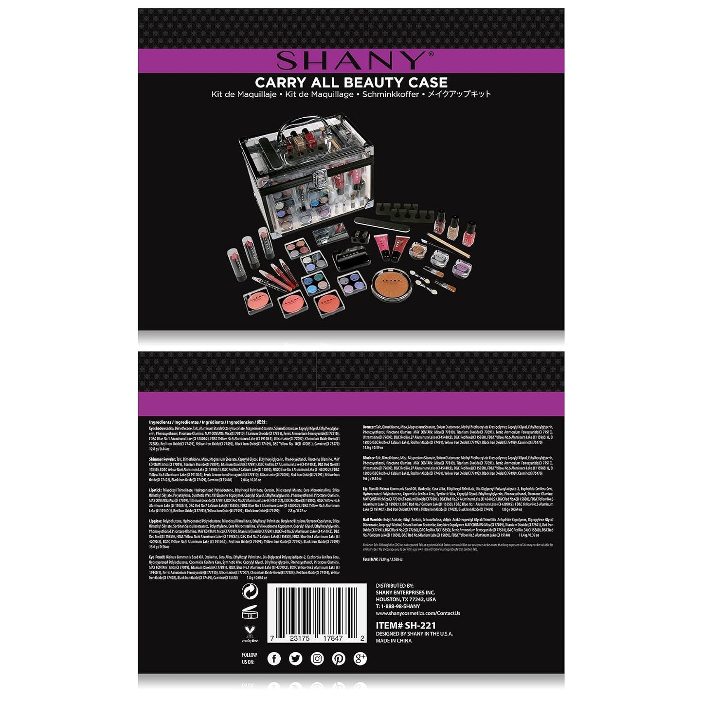 All-in-One Carry All Trunk Makeup Train Case: Complete Beauty Set with Eye Palettes, Blushes, and Essential Tools for Every Makeup Lover