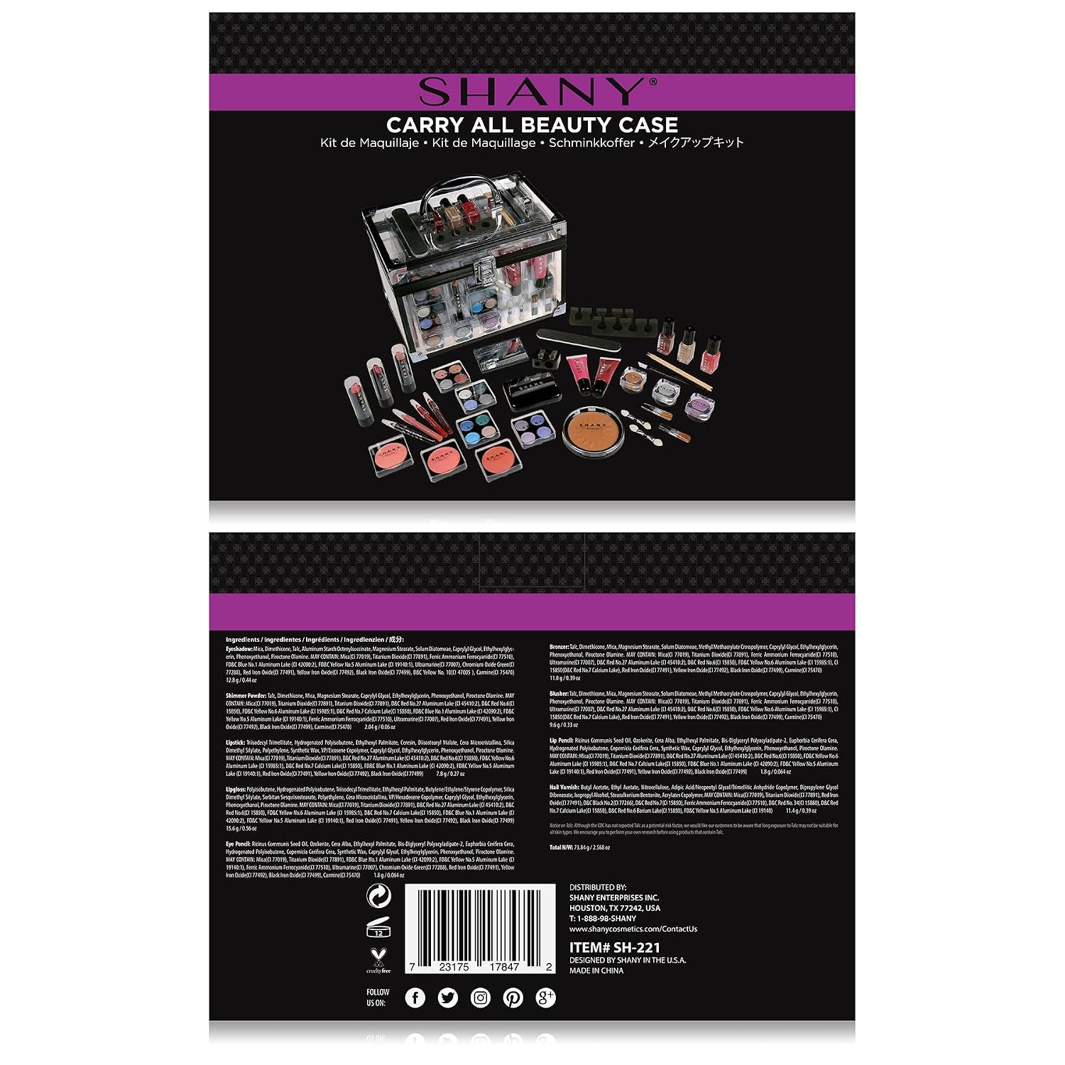 All-in-One Carry All Trunk Makeup Train Case: Complete Beauty Set with Eye Palettes, Blushes, and Essential Tools for Every Makeup Lover
