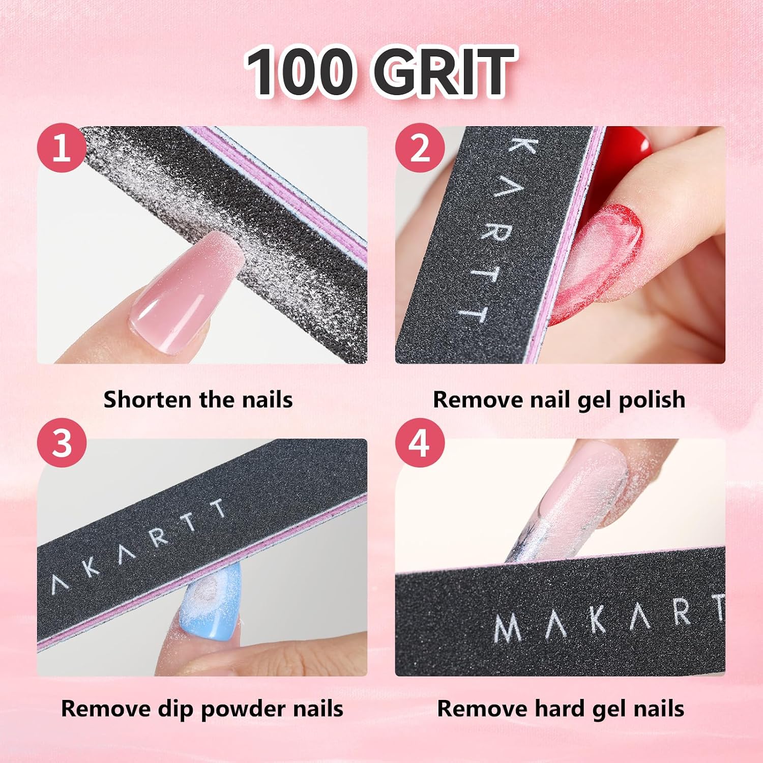 Professional Quality Nail Files - 10 Pack of 100/180 Grit Double-Sided Black Files for Perfect Nail Art and Care