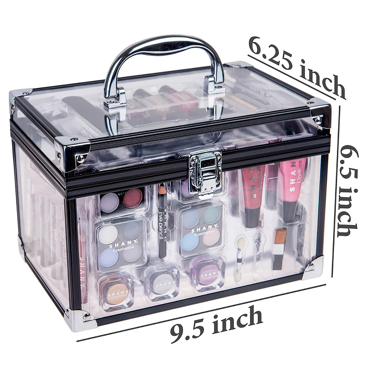 All-in-One Carry All Trunk Makeup Train Case: Complete Beauty Set with Eye Palettes, Blushes, and Essential Tools for Every Makeup Lover