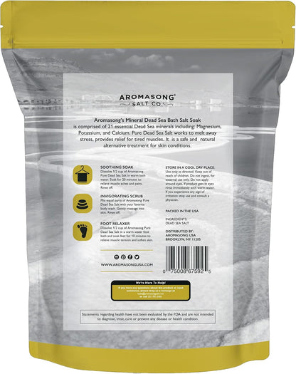 Indulge in Luxurious Relaxation with 19 Lbs of 100% Pure Dead Sea Salt - Fine Grain Spa Bath Salt for Soothing Skin and Tired Muscles - Resealable Bulk Pack for Men and Women