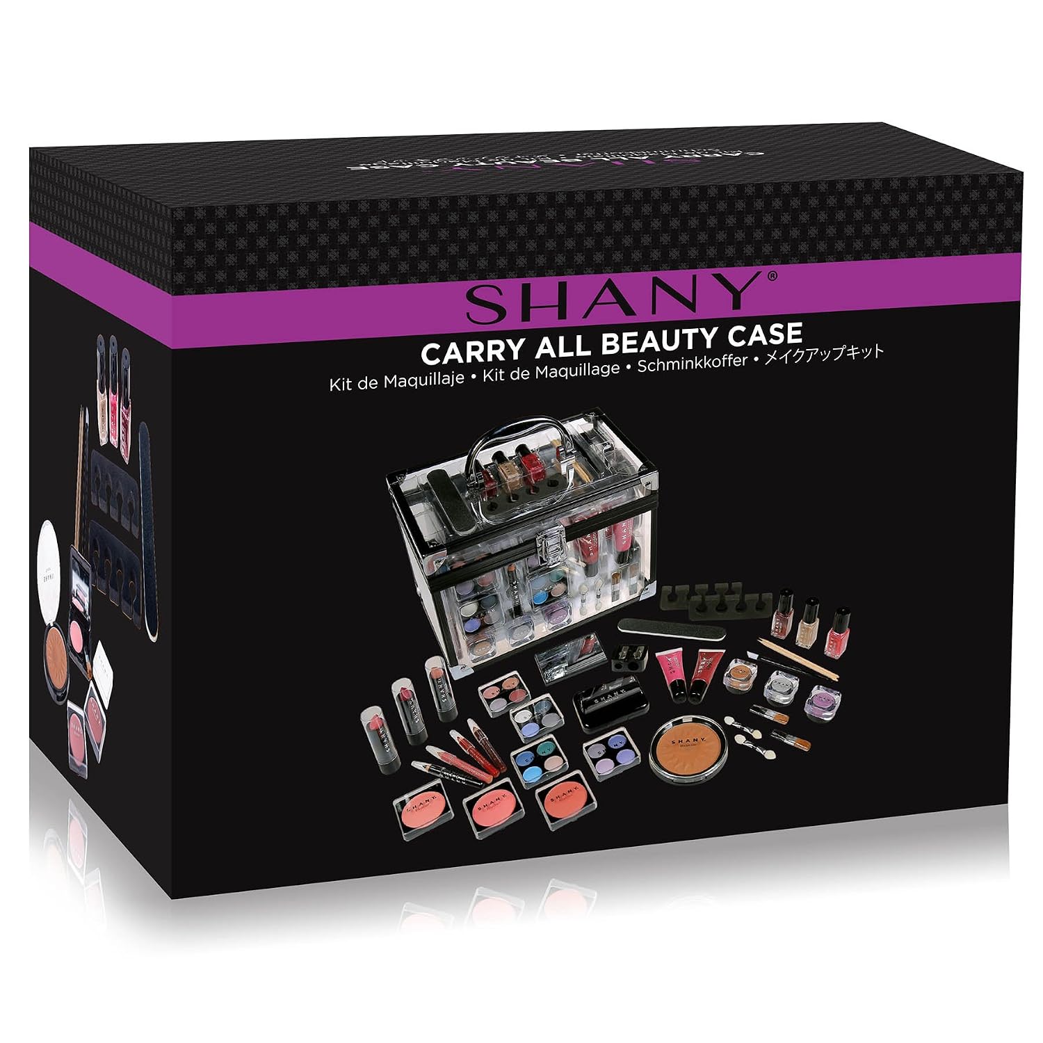 All-in-One Carry All Trunk Makeup Train Case: Complete Beauty Set with Eye Palettes, Blushes, and Essential Tools for Every Makeup Lover