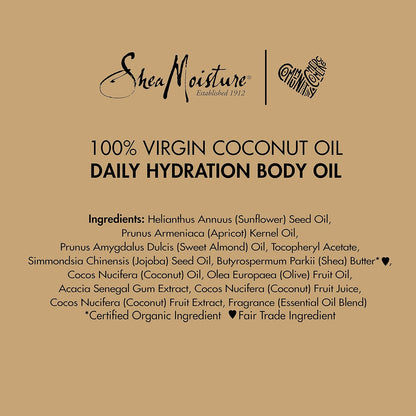 Experience Luxurious Hydration with SheaMoisture Virgin Coconut Oil Daily Body Oil - Paraben Free 8 Oz for Soft, Glowing Skin