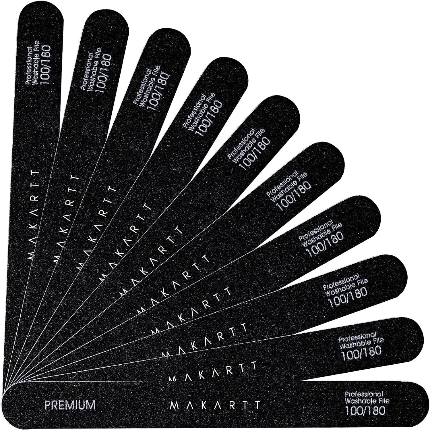 Professional Quality Nail Files - 10 Pack of 100/180 Grit Double-Sided Black Files for Perfect Nail Art and Care