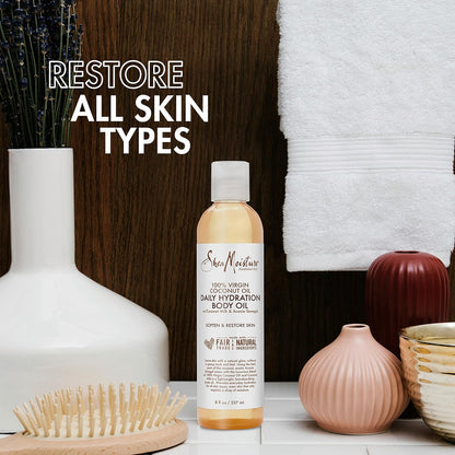 Experience Luxurious Hydration with SheaMoisture Virgin Coconut Oil Daily Body Oil - Paraben Free 8 Oz for Soft, Glowing Skin