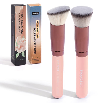 Elevate Your Makeup Game with the 2PCS Foundation Makeup Brush Set - Flawless Coverage with Angled Kabuki Brushes for Liquid and Powder Application