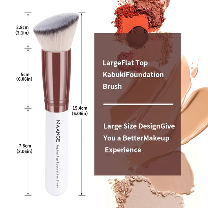 Elevate Your Makeup Game with the 2PCS Foundation Makeup Brush Set - Flawless Coverage with Angled Kabuki Brushes for Liquid and Powder Application