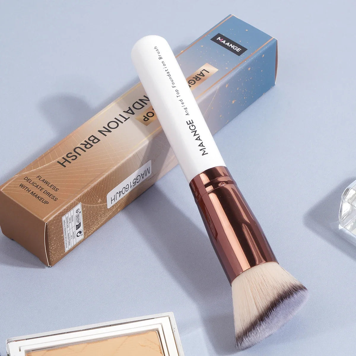 Elevate Your Makeup Game with the 2PCS Foundation Makeup Brush Set - Flawless Coverage with Angled Kabuki Brushes for Liquid and Powder Application